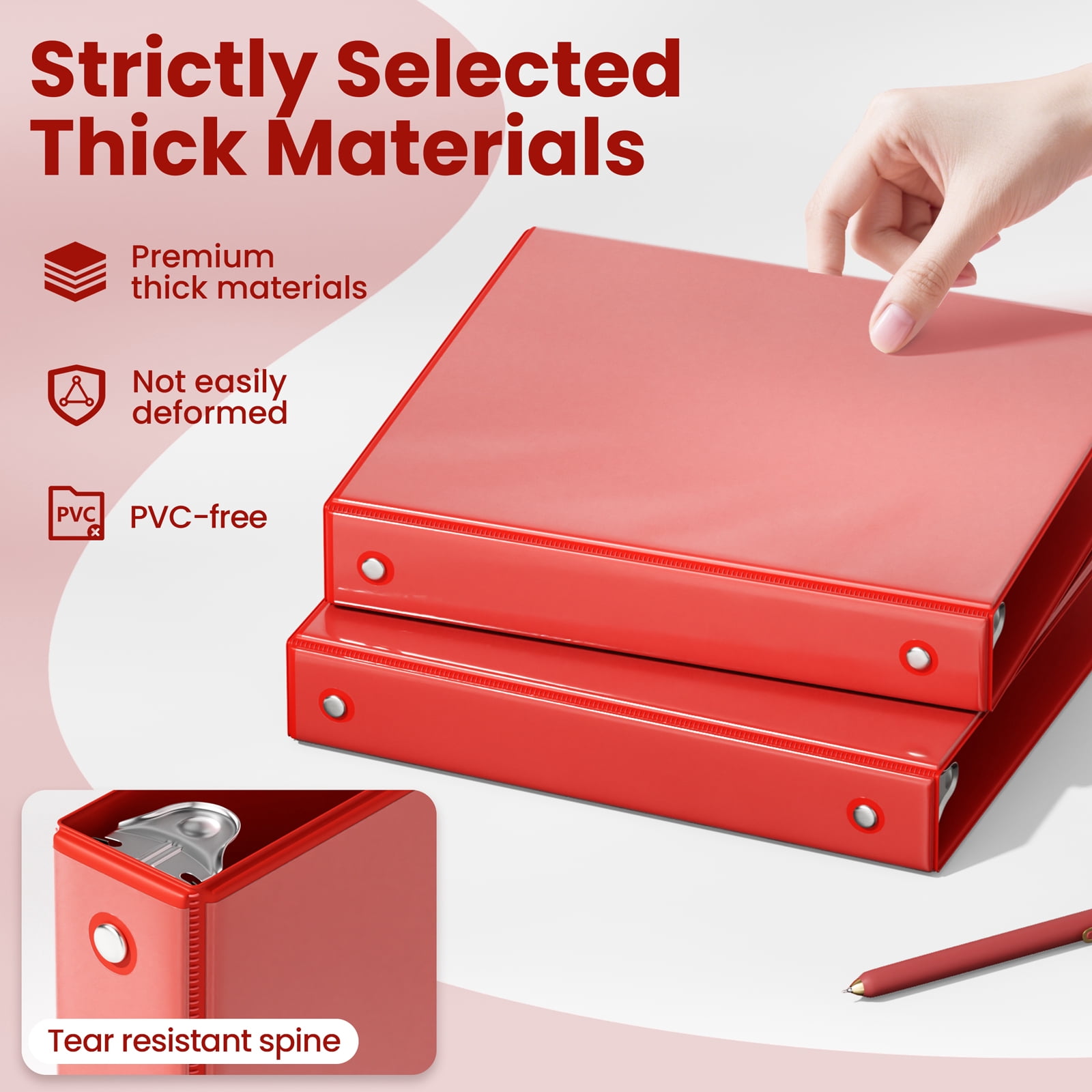 SUNEE 1 Inch Binders 3 Ring 6 Pack, Clear View Three Ring Binders PVC-Free (Fit 8.5x11 Inches) for School Binder or Office Binder Supplies, Classic 6 Colors