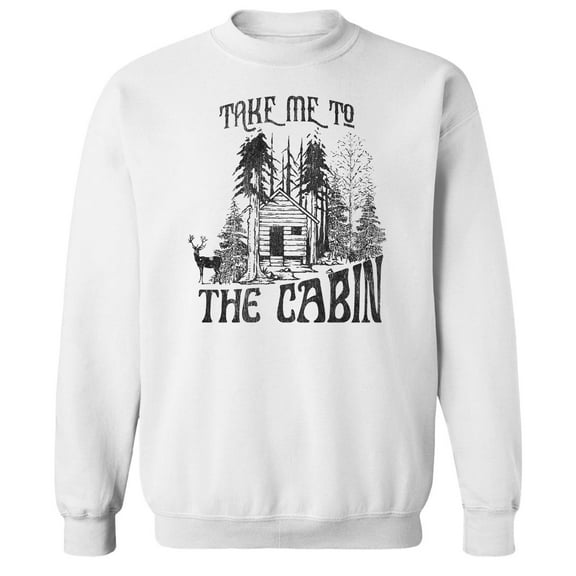 Haywood & Main Take Me To The Cabin 2 Graphic White Men's Cotton Pullover Sweatshirt