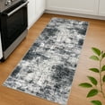 thumbnail image 3 of iOhouze 2x5 Runner Rugs Abstract Washable Runner Rug for Hallways Non Slip Kitchen Runner Low Pile Soft Printed Faux Wool Indoor Runner for Bedroom Entryway Laundry Room, Black/Grey/White, 3 of 10
