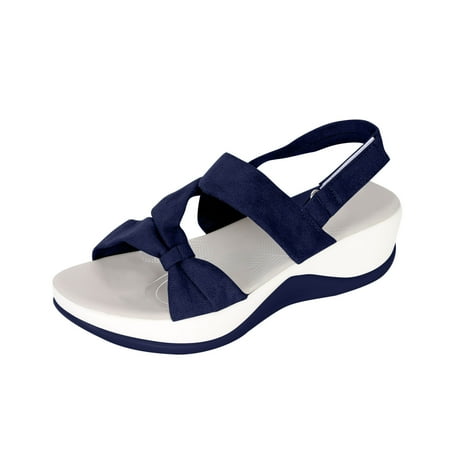 

FY24 Shoe Event WJSXC Summer Sandals Women Clearance! Ladies Shoes Flat Wedge Heels Women s Casual Sandals With Arch Support Blue 43