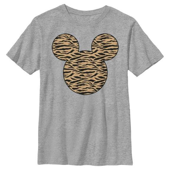 Boy's Mickey & Friends Mickey Mouse Tiger Print Silhouette Graphic Tee Athletic Heather Large