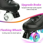 EONROACOO Black Roller Skates for Women Men, Light-up Skates for Girls(Women 8/Men 6.5)