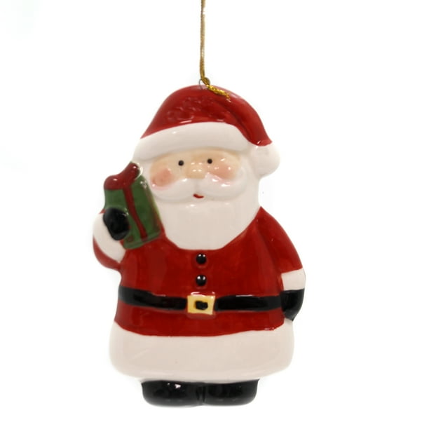 Holiday Ornaments SANTA CERAMIC ORNAMENT Ceramic Tree Gift Bag 9723470 Present