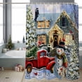 thumbnail image 2 of Christmas Winter Snowman Bathroom Shower Curtain Red Truck House Xmas Tree Vintage Waterproof Washable Shower Curtains for Bathtub Bath Decor with Grommets and Hook 54 X 78 Inch, 2 of 8