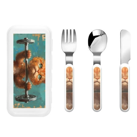 

Matuu Strong Kitten Lifting Weights for Stainless Steel Kids Cutlery and Toddler Flatware Kids Utensil Set includes Knives Forks Spoons Ideal for Home and Preschools