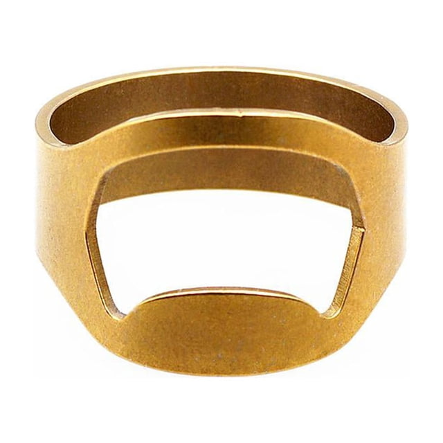 Anillo de acero inoxidable único para hombre, versátil, para abrir botellas de cerveza. Oro