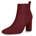 thumbnail image 1 of Unique Bargains Women's Block Heel Pointed Toe Zipper Ankle Boots, 1 of 6