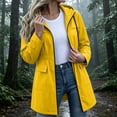 thumbnail image 2 of vdgthytj Rain Jacket Women Long Sleeve Full Zip Waterproof Elastic Waist Hooded Jackets Fall Outdoor Hiking Travel Outerwear with Pockets(X-Large,Yellow), 2 of 8
