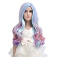 thumbnail image 6 of RightOn 27'' Rainbow Wig Long Curly Wig Colorful Wig Multi-Color Wig with Wefted Wig Cap, 6 of 6