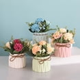 thumbnail image 7 of CHENjy Artificial Hydrangea Potted Plant, Realistic Faux Flowers Ceramic Pot, Low Maintenance Small Fake Plant for Desk Office Home Decor, 7 of 7