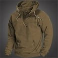 thumbnail image 2 of VNKIDY Men's Hoodies Autumn Winter Windproof Thermal Pullover Solid Color Long Sleeve Loose Fit Hooded Sweatshirts With Half Zipper Pockets For Casual Daily Wear Versatile Tops, 2 of 3