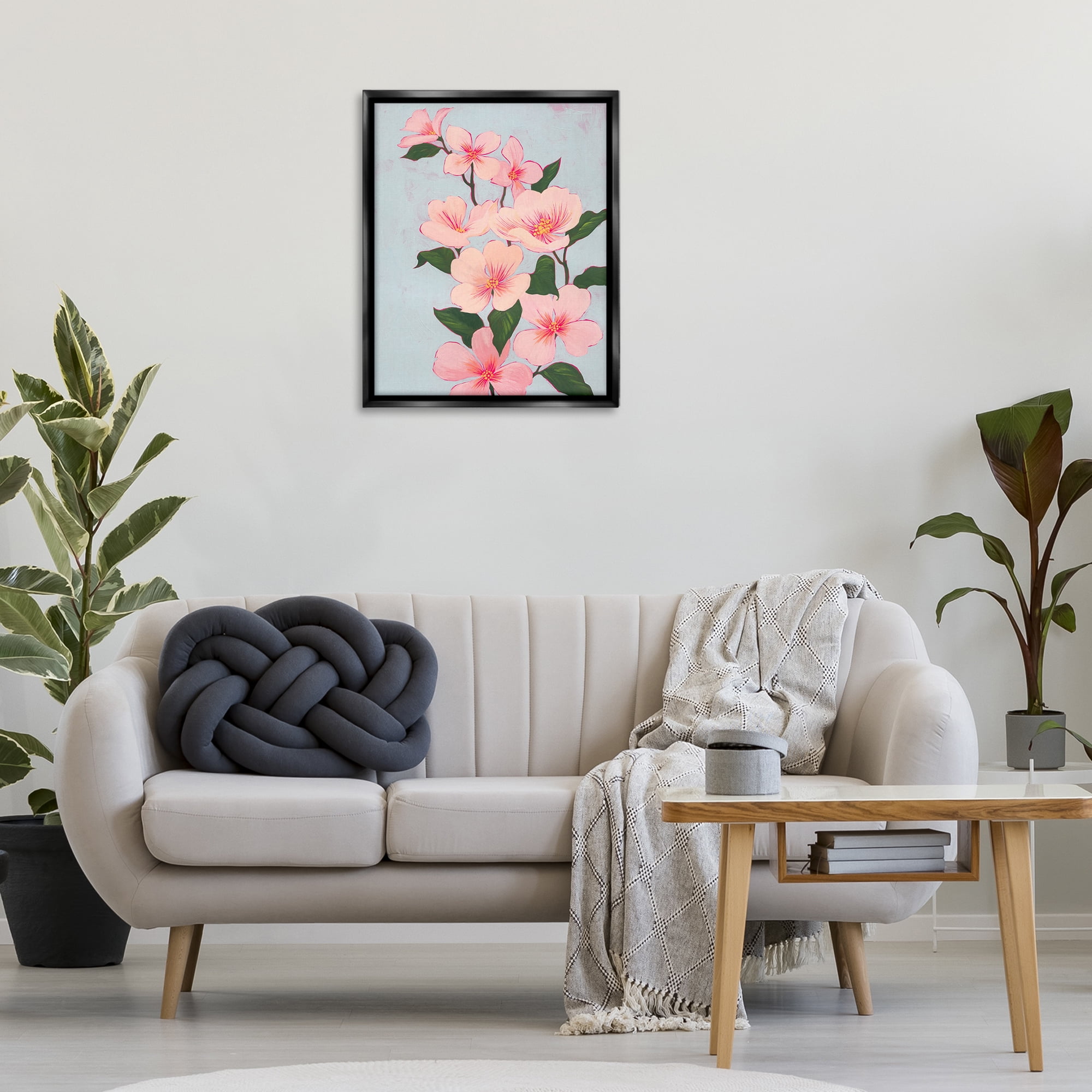 Stupell Industries Cherry Blossoms Vine Botanical & Floral Painting Black Floater Framed Art Print Wall Art, 25 x 31