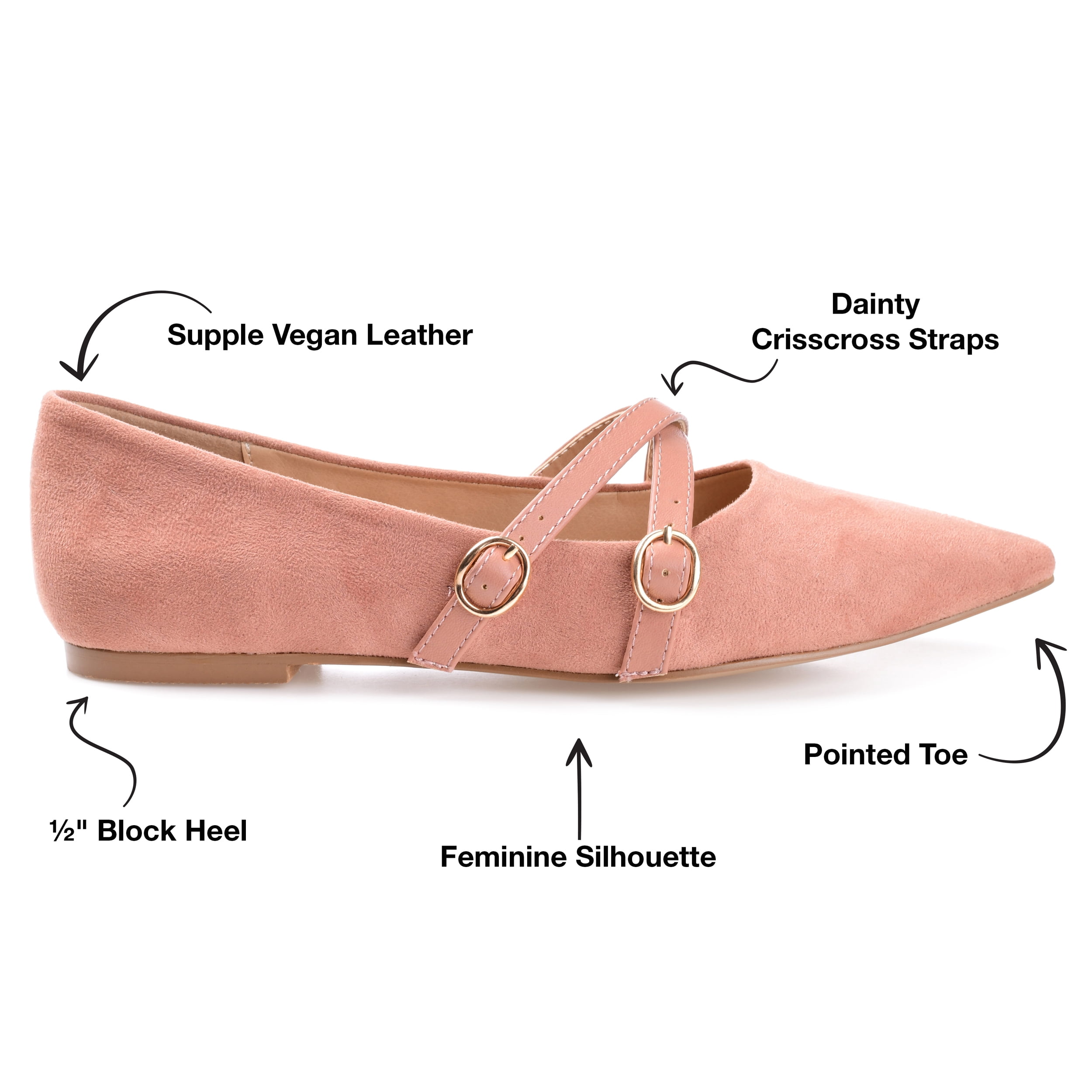 Journee Womens Patricia Slip On Pointed Toe Ballet Flats, Widths Available