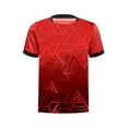 thumbnail image 3 of Hansber Kids Boys Stylish Geometric Printed Sports Shirts Short Sleeve Basketball Football Jersey Athletic T-shirt Red 16, 3 of 6