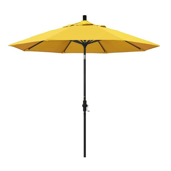 California Umbrella GSCU908302-F25 9 ft. Aluminum Market Umbrella Collar Tilt - Matted Black-Olefin-Lemon