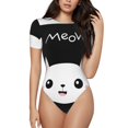 thumbnail image 2 of Uemuo Cat Meow Pattern Women's One Piece Short Sleeve Swimsuit Rash Guard Surfing Modest Quick-drying Swimsuit Beach Essentials-Large, 2 of 9
