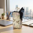 thumbnail image 7 of SEANATIVE Double Glasses Case Zipper Glasses Pouch Bags with 2 Compartment, Multifunctional Eyeglasses Case Mini Phone Purses Small Storage Bag for Eyeglasses, Vintage Hummingbird Floral, 7 of 7
