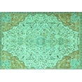 thumbnail image 1 of Ahgly Company Machine Washable Indoor Rectangle Persian Turquoise Blue Traditional Area Rugs, 2' x 4', 1 of 4
