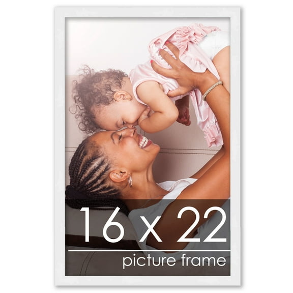 16x22 White Wood Picture Frame - UV Acrylic, Foam Board Backing, Hanging Hardware