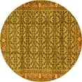 thumbnail image 1 of Ahgly Company Machine Washable Indoor Round Persian Yellow Traditional Area Rugs, 4' Round, 1 of 4