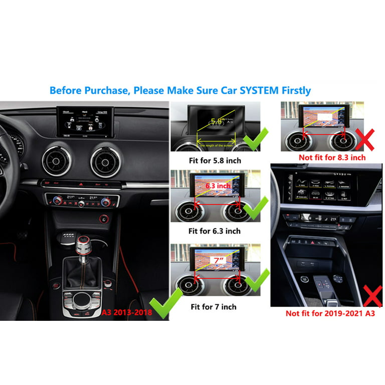  Road Top Wireless Carplay Android Auto for Audi A3 2013-2018  Year, Carplay Retrofit Kit Decoder, Support Siri Mirror Link, Reverse  Camera, Navigation : Electronics