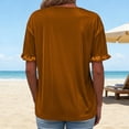 thumbnail image 3 of Womens Velvet T-Shirts, Ruffle Short Sleeve Shirts for Women Summer Fashion Loose Fit Sparkly Solid Color V Neck Dressy Blouses, 3 of 6
