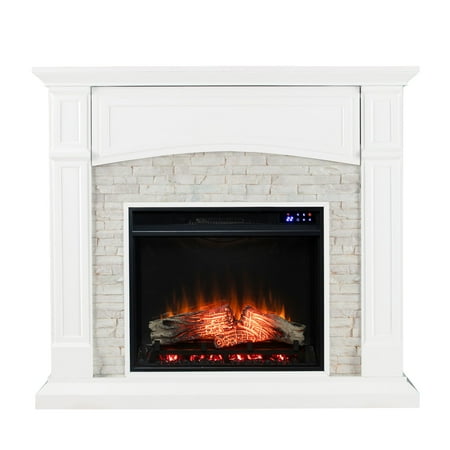 

45.75 White and Black Contemporary Electric Fireplace