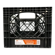 Juggernaut Storage 16QT Heavy-Duty Plastic Milk Crate Black with Built-in Handles