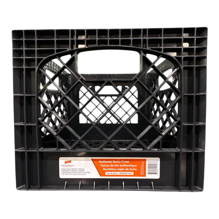 Juggernaut Storage 2-Pack Stackable Heavy Duty Milk Crates with Handles, 16 Qt, Black - Organizing Plastic Crate Basket for Grocery Shopping, Home Supplies, and Bathroom Accessories Juggernaut Storage 2-Pack Stackable Heavy Duty Milk Crates with Handles, 16 Qt, Black - Organizing Plastic Crate Basket for Grocery Shopping, Home Supplies, and Bathroom Accessories