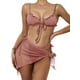 thumbnail image 3 of Txlixc Conjunto de traje de baño dividido para mujer, bikini con volantes+bragas con cordones+cobertores de malla Txlixc Moda, 3 of 8