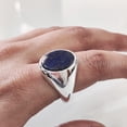 thumbnail image 5 of Flat Lapis Lazuli Mans Ring, Natural Afghani Lapis Lazuli, Silver Jewelry, 925 Silver Ring, Birthday Gift, Heavy Mens Ring, Arabic Design, Ottoman Style Ring, Christmas, Turkey Mens Signet Ring, 5 of 8