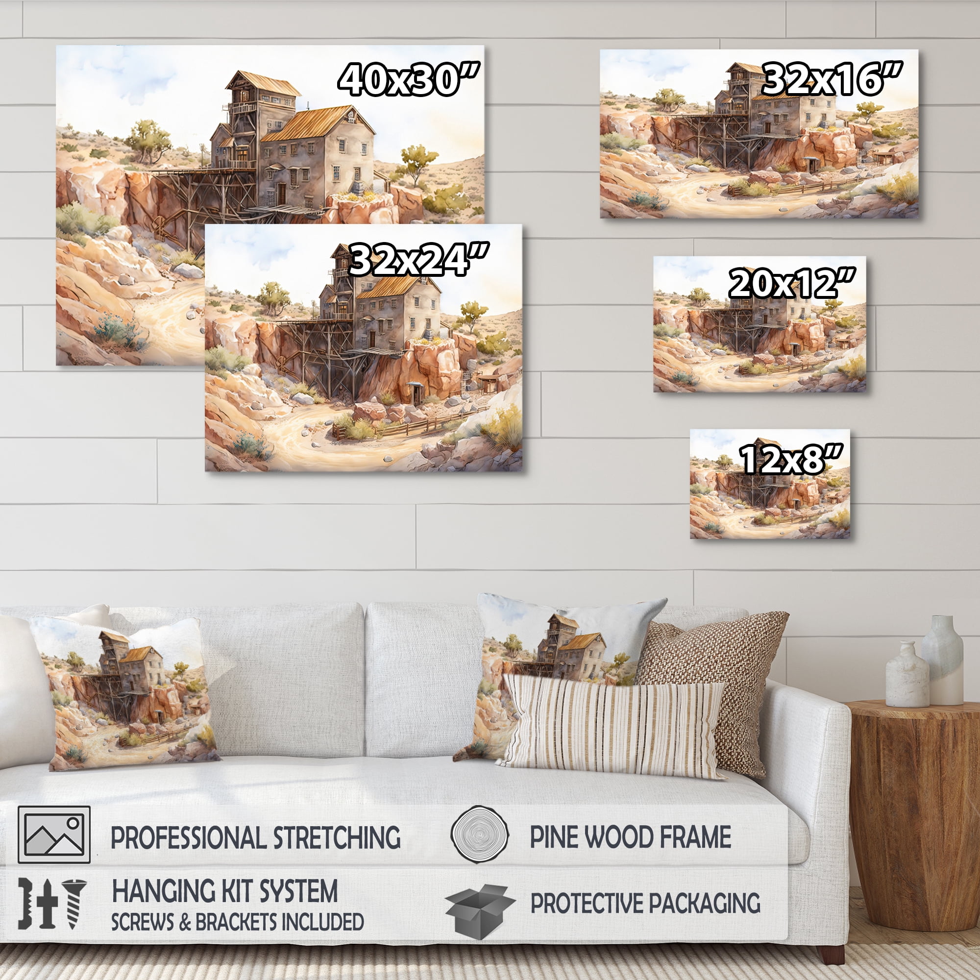 Designart Arizona Wild West Gold Mine III Canvas Wall Art