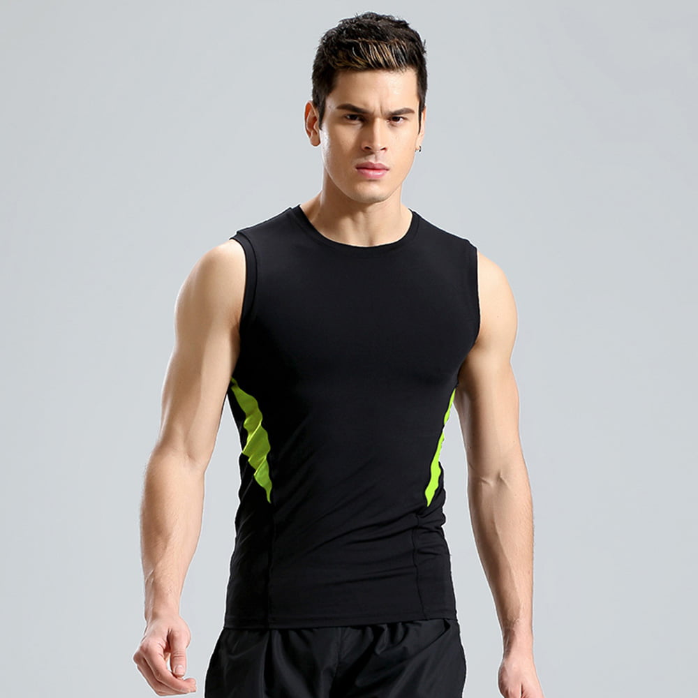 Mens Sport Quick Dry Sleeveless Fitness Gym Compression Under Base Layer Top 
