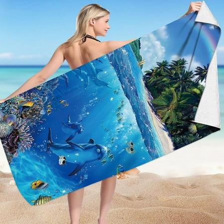 

Placemats Microfiber Beach Towel Super Lightweight Colorful Bath Towel Sandproof Beach Blanket Multi-Purpose Towel For Travel Swimming Pool 30X60 Inch