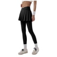 thumbnail image 6 of GEWSEY Women Tennis Skirted Leggings with Pockets Athletic Pleated Skirts with Leggings Workout Active Golf Skort (Black, XL), 6 of 6