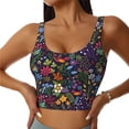 thumbnail image 3 of Goofa Flowers And Birds Printed Sports Bras for Women, High Impact Running Bra Workout Crop Tank Tops Longline Sports Bra Push up-X-Large, 3 of 9