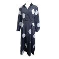 thumbnail image 2 of Gibobby Vestido de manga larga para mujer Vestido casual estampado con cuello en V de manga larga con temperamento informal y cómodo de otoño e invierno para mujer(Negro,CH), 2 of 4