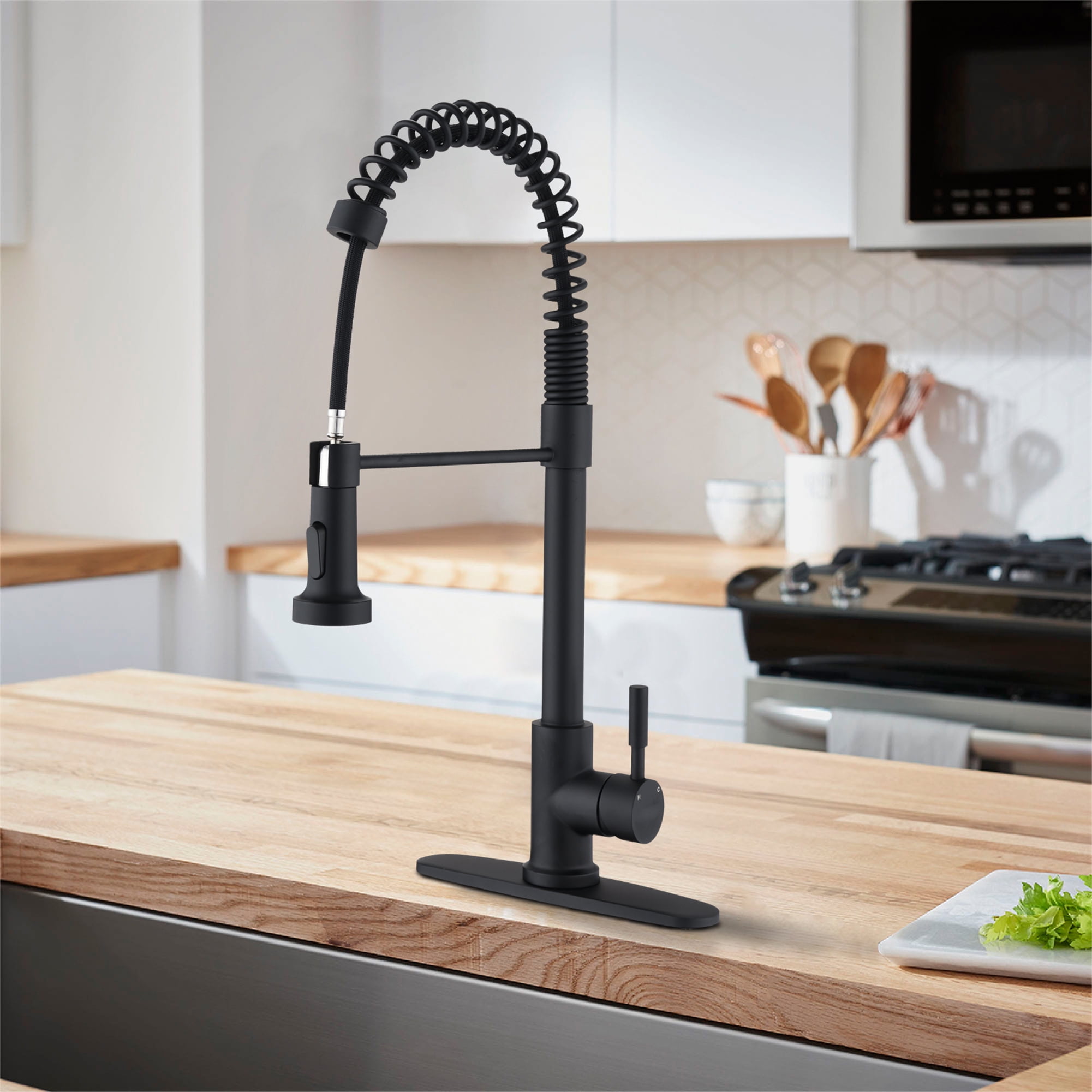 Cfowner Pull Down Sprayer Spring Kitchen Sink Faucet, Commercial