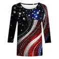 thumbnail image 4 of Vetsdori Womens Summer T Shirts Plus Size 3/4 Sleeve Red White and Blue Pullover Casual Fourth of July,Graphic Independence Day Fashion Tops for Junior Crew Neck, 4 of 5