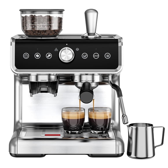 Máquina de café espresso EUHOMY 20 bar con molinillo y espumador de leche de 1,5 L