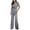 Gray, variant on Women's Dressy Casual Outfits 2025 Summer Cap Sleeve V Neck Ruched Irregular Blouse Tops Wide Leg Long Pant Sets, Casual Work Vacation Suits Sweat Suits Lady Black L