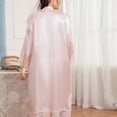 thumbnail image 5 of Clearance! Cqxid525 Womens Robe Lightweight Extra Size Summer Cardigan Nightgown Long Sleeved Home Clothes Mid Length Bathrobe Ice Silk Pajamas Female Soft Ladies Sleepwear Pink 1PC, 5 of 8