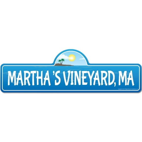 Martha's Vineyard MA Massachusetts Beach Street Sign | Indoor/Outdoor | Surfer Ocean Lover Décor For Beach House Garages Living Rooms Bedroom | Signmission Personalized Gift