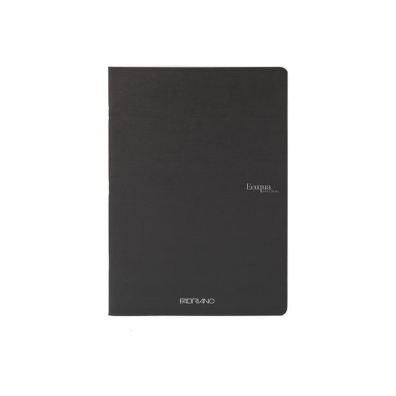 Fabriano EcoQua Original Staple-Bound Notebook, 8.3" x 11.7", A4, Lined, 40 Sheets, Black