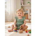 thumbnail image 3 of Happy Town Baby Girl Summer Clothes Infant Sleeveless Cotton Romper with Soft Bib Toddler Ruffled Jumpsuit Bodysuit, 3 of 9