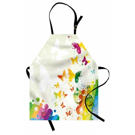 

Colorful Apron Silhouettes of Butterflies Freedom Icons of the Nature Festival Artwork Print Unisex Kitchen Bib Apron with Adjustable Neck for Cooking Baking Gardening Multicolor by Ambesonne