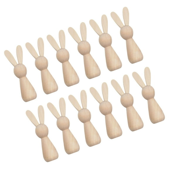Niceauty 12pcs Unfinished Wood Bunny For DIY Wooden Crafts Adornment At Easter Celebration