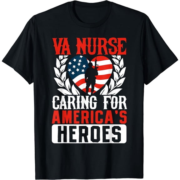 Va Nurse Americas Heros Merica US Flag Patriot Veterans Day T-Shirt Black 3X-Large