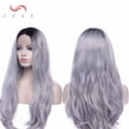 thumbnail image 2 of SEGO Grey/Pink/Purple/Blonde Long Lace Front Hair Wig Mixed Color Natural Wavy Synthetic Bob Hair Wigs For Women, 2 of 6