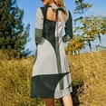 thumbnail image 5 of Sage Green Geometric Green Modern Abstract Women's 3/4 Sleeve Dresses Elegant A-Line Midi Dress Flare Summer Casual Sundress, 5 of 9